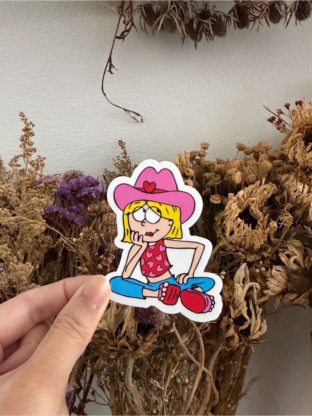 Lizzie McGuire Disney Pink Cowboy Hat Cartoon Girl Sticker